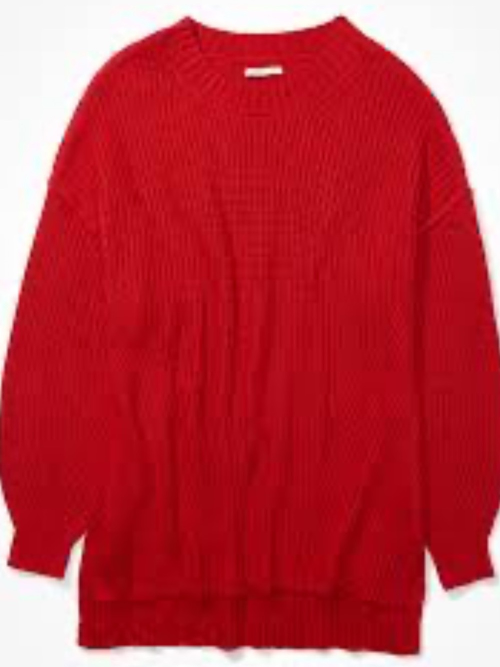 American Eagle Outfitters Red Relaxed Ribbed Crewneck Sweater